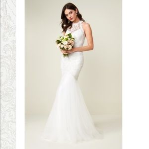 TADASHI SHOJI Lace Halter Mermaid Wedding Dress